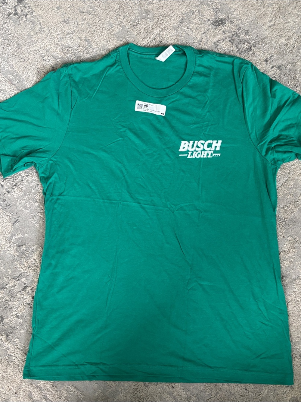 New Busch Light Green Logo Tee sticker still on shirt unused.